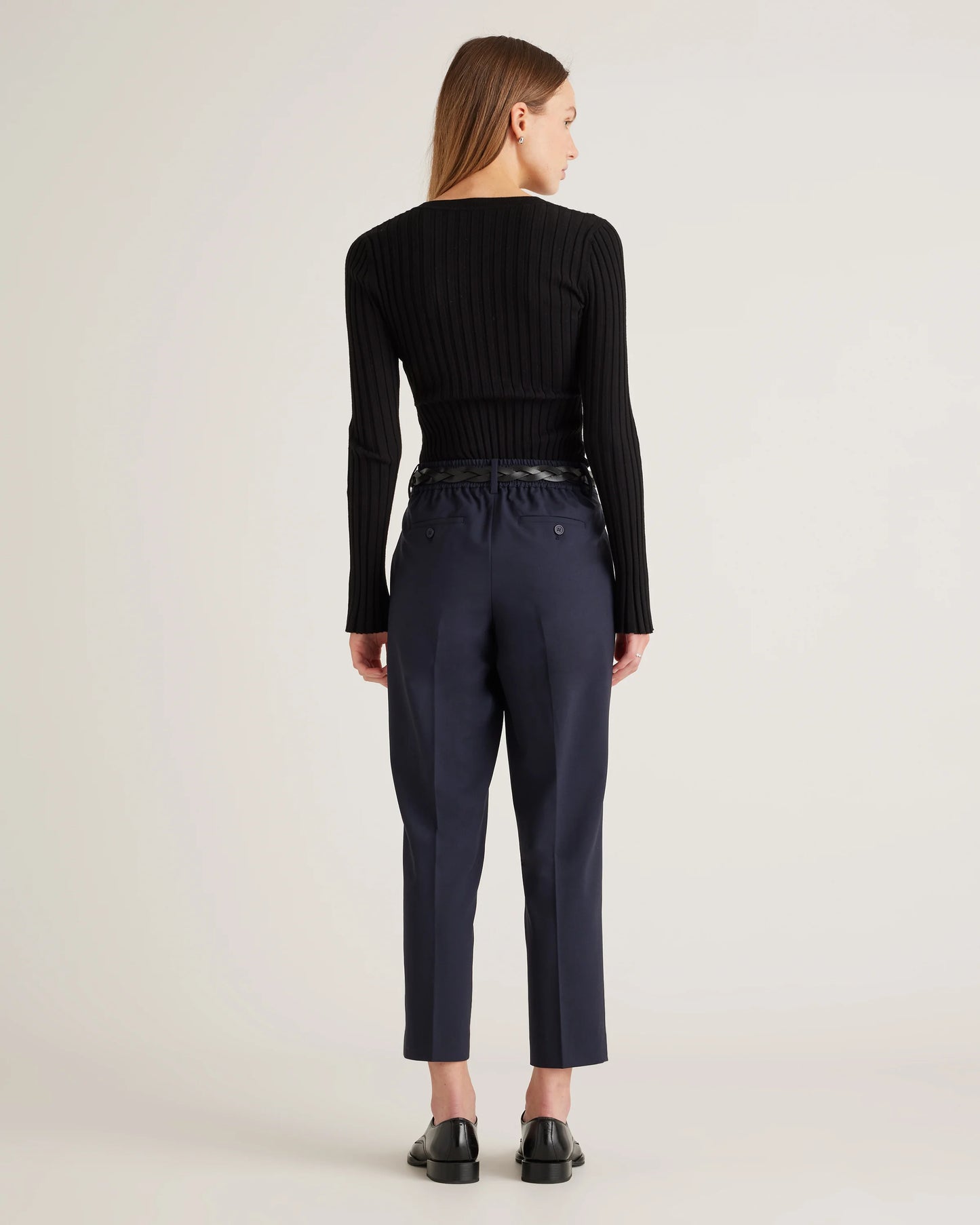 Italian Wool Slim Leg Ankle Pants - 0 / Grey Melange