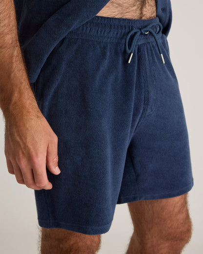 100% Organic Cotton Terry Towel Shorts - 6.5" - S / Deep Navy