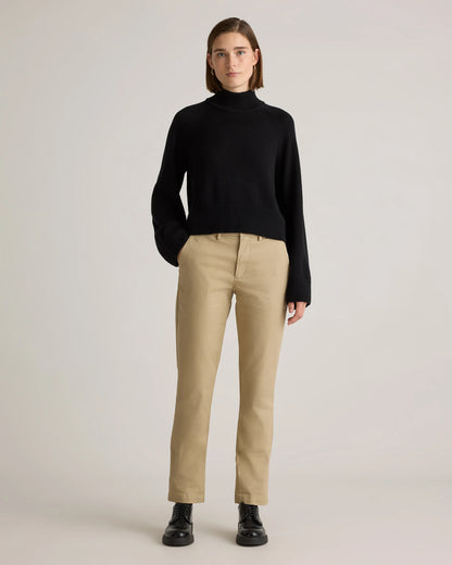 Australian Merino Wool Cropped Mock Neck Sweater - XS / Heather Bone