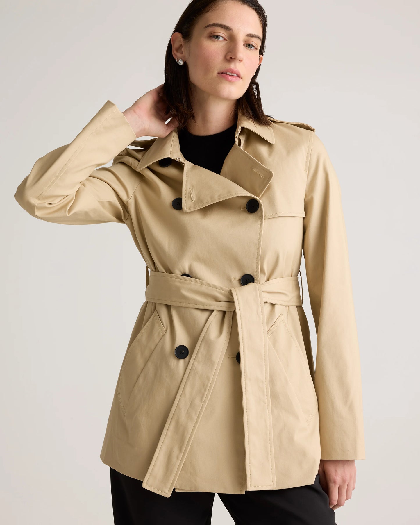 Comfort Stretch Short Trench Coat - XS / Coffee Bean Brown