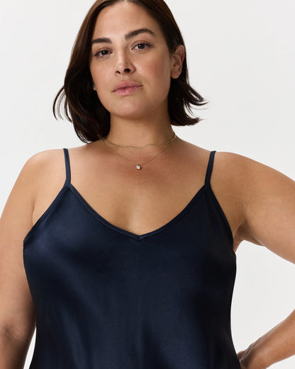 100% Washable Silk Slip Dress - 1X / Champagne