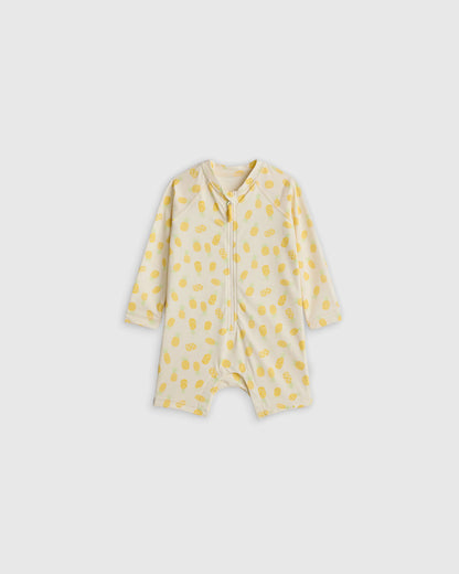 Long Sleeve Zip-Up Rash Guard One-Piece - 2T / Peri Beach Stripe