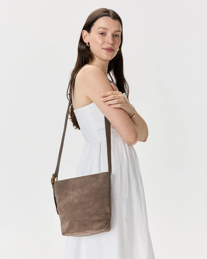 Italian Suede Bucket Crossbody - One Size / Sand