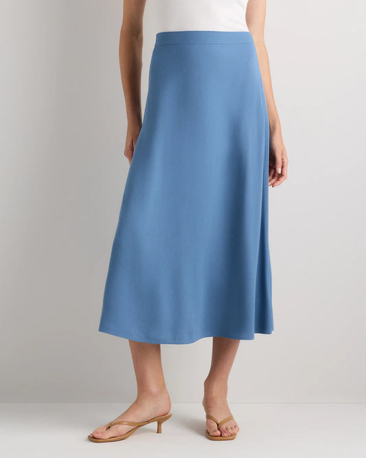 Lightweight Crepe Slip Skirt - XS / Moonstone Blue