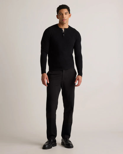 Mongolian Cashmere Henley Sweater - S / Brown