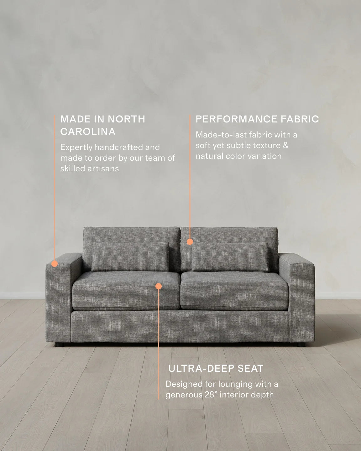 Ashford Deep Seat Sofa in Performance Chenille Linen Blend - 7ft / Snow