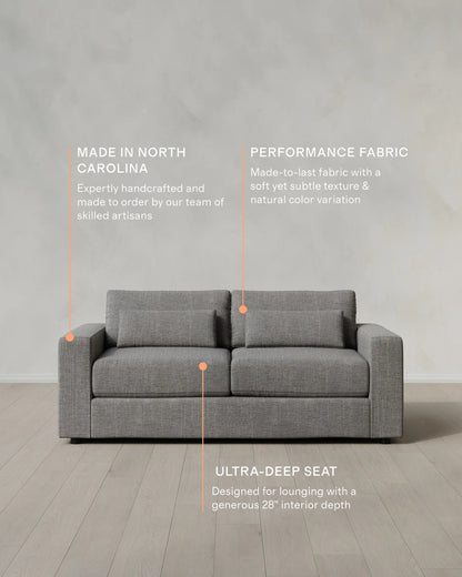 Ashford Deep Seat Sofa in Performance Chenille Linen Blend - 7ft / Snow