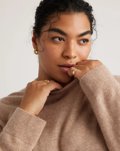 Mongolian Cashmere Crewneck Sweater - 1X / Pale Custard Yellow