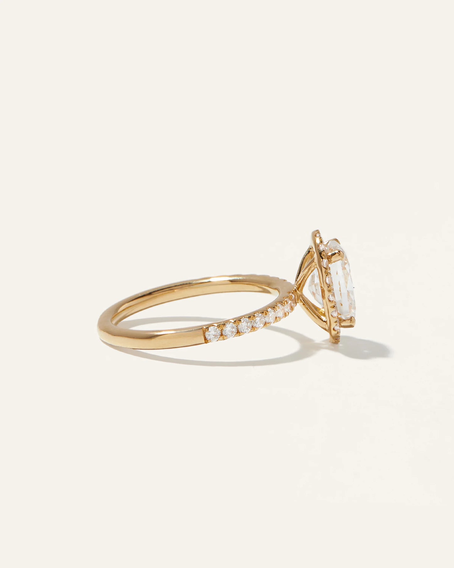 Lab Grown Diamond Oval Halo Pave Engagement Ring - 1.50ct - 4 / Yellow Gold