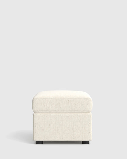 Brennan Ottoman in Performance Chenille Linen Blend - One Size / Snow