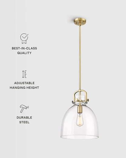 Minimalist Glass Bell Pendant Light - One Size / Brass