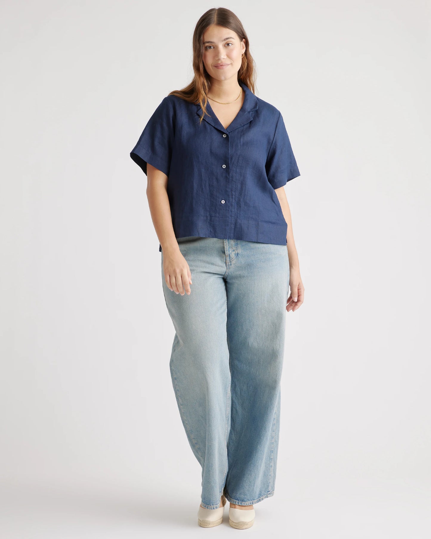100% European Linen Short Sleeve Shirt - XS / Moonstone Blue