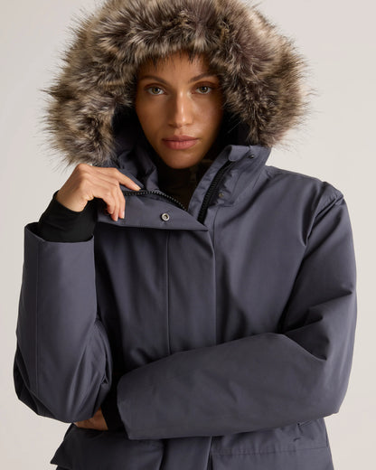 Responsible Down Hooded Long Parka - XS / Storm Blue