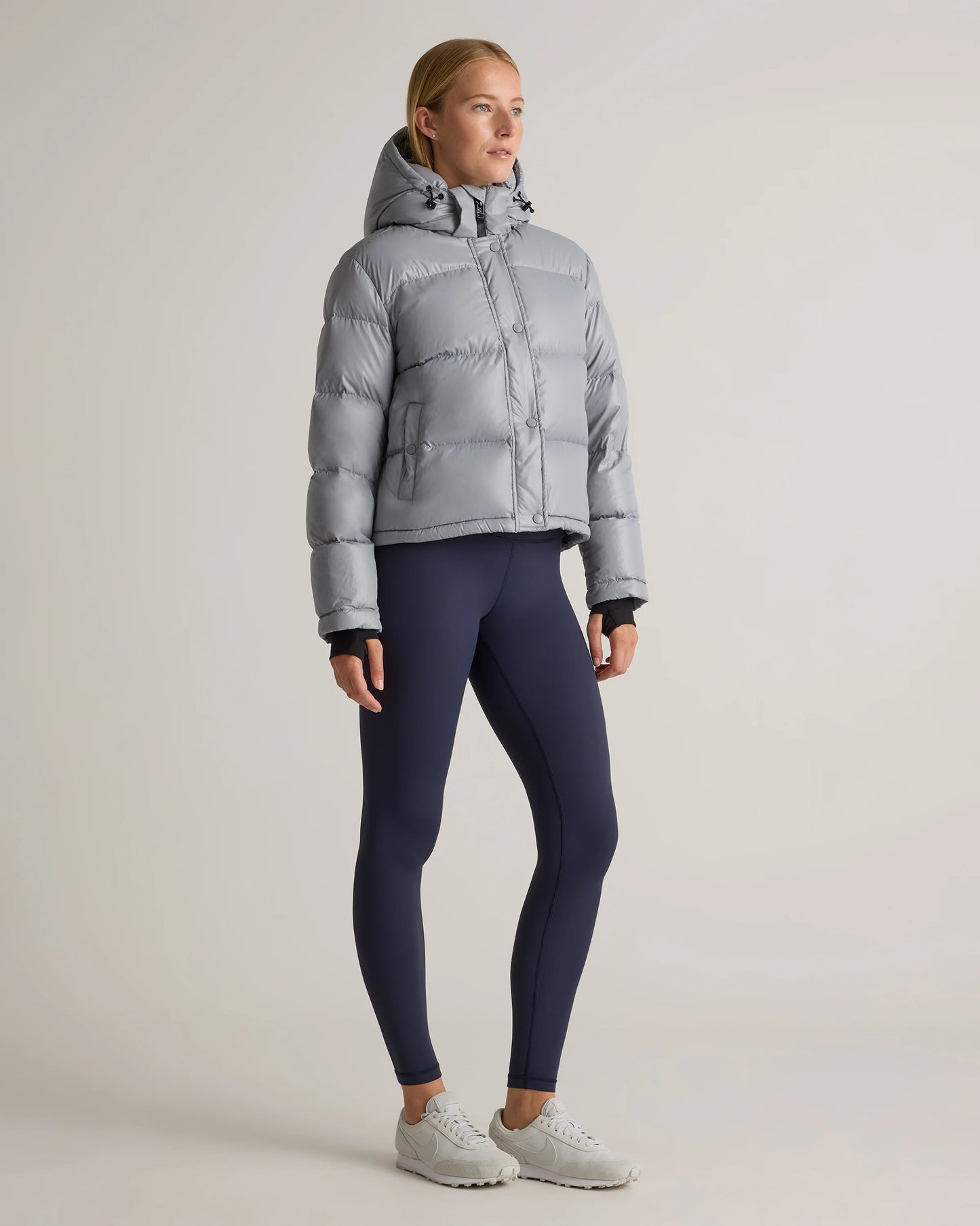 Responsible Down Cropped Puffer Jacket - XS / Shiny Black
