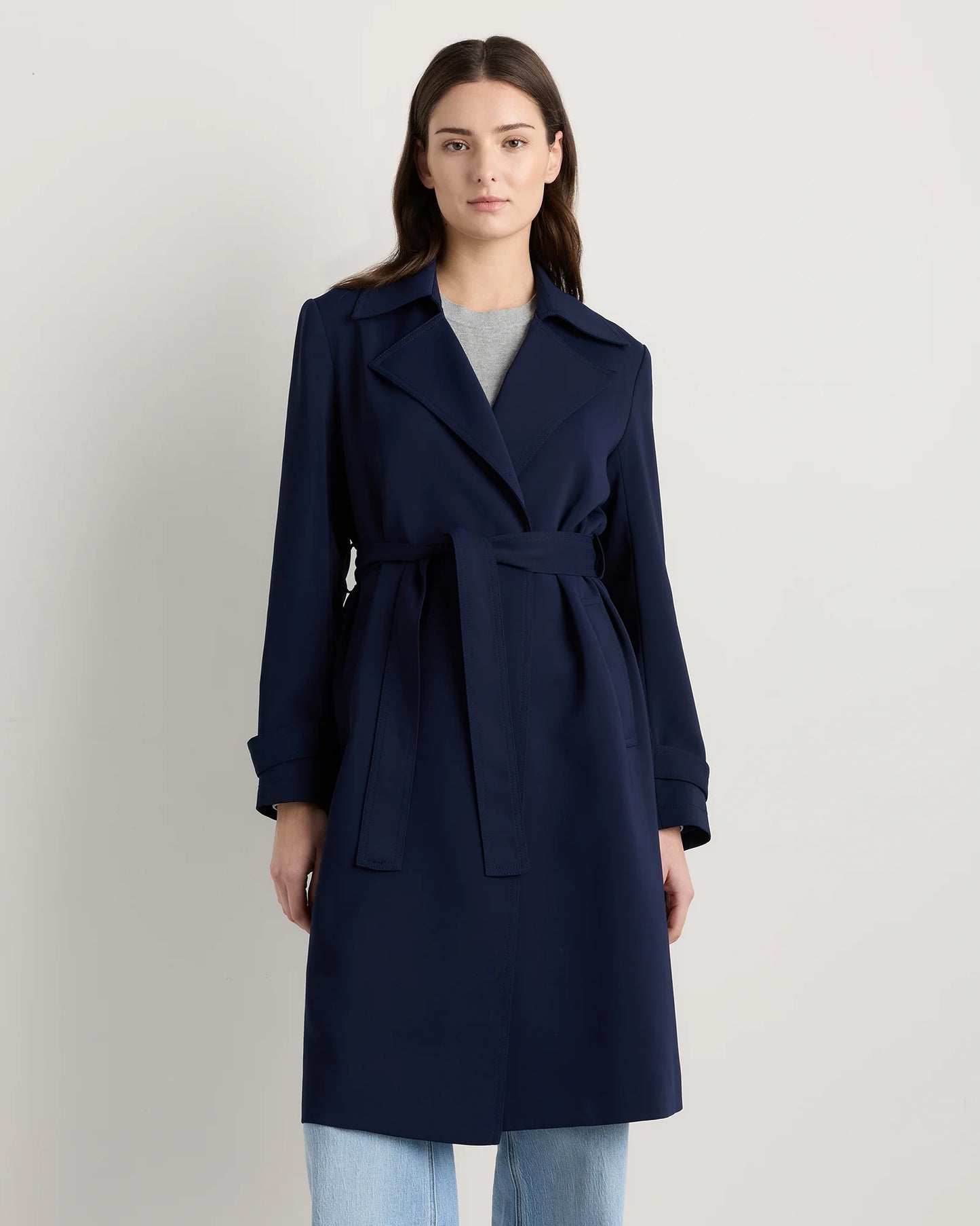 Stretch Crepe Trench Coat - XS / Olive