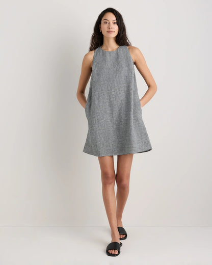 100% European Linen Tank Mini Dress - XS / Martini Olive