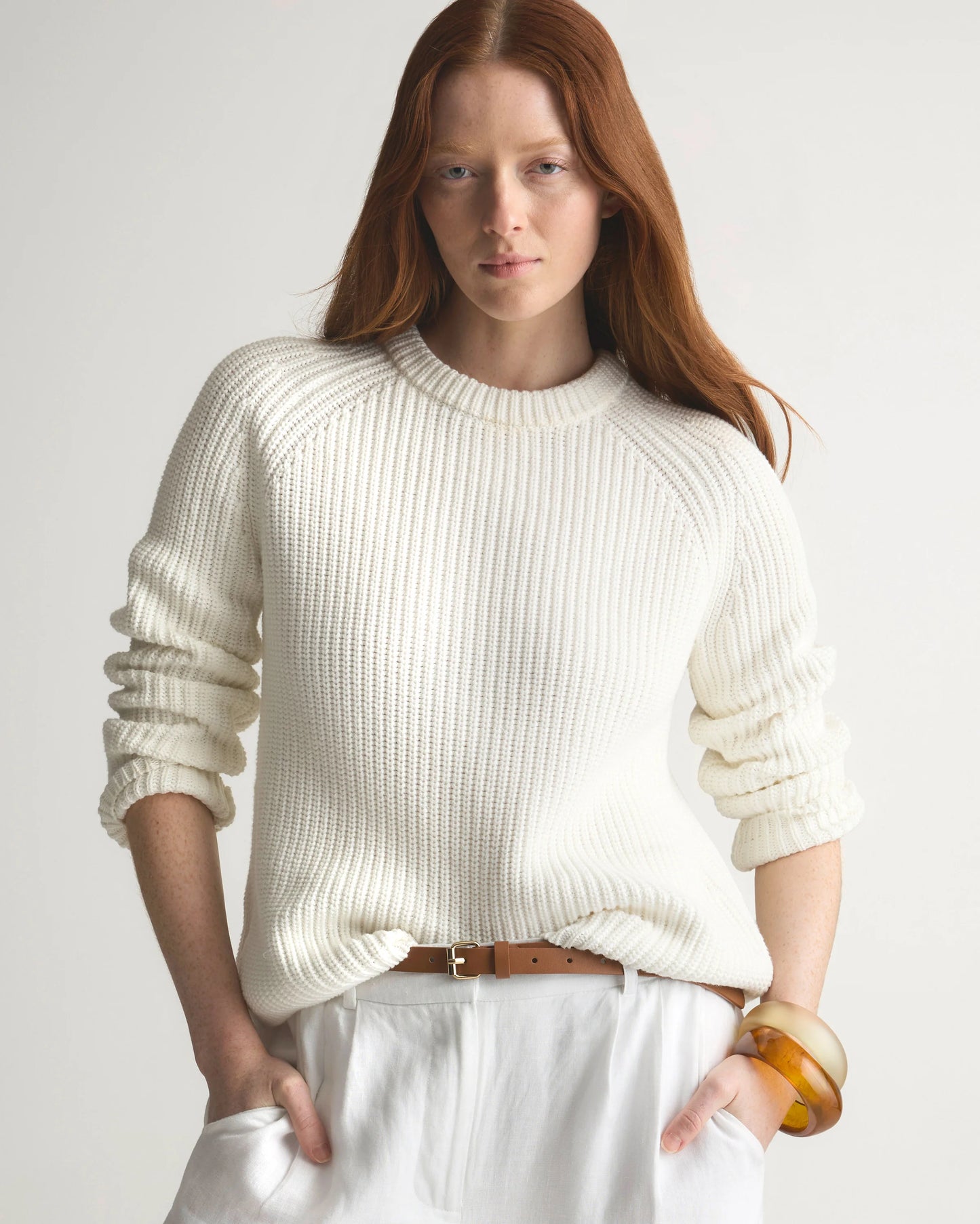 100% Organic Cotton Fisherman Crew Sweater - XS / Sapphire Blue