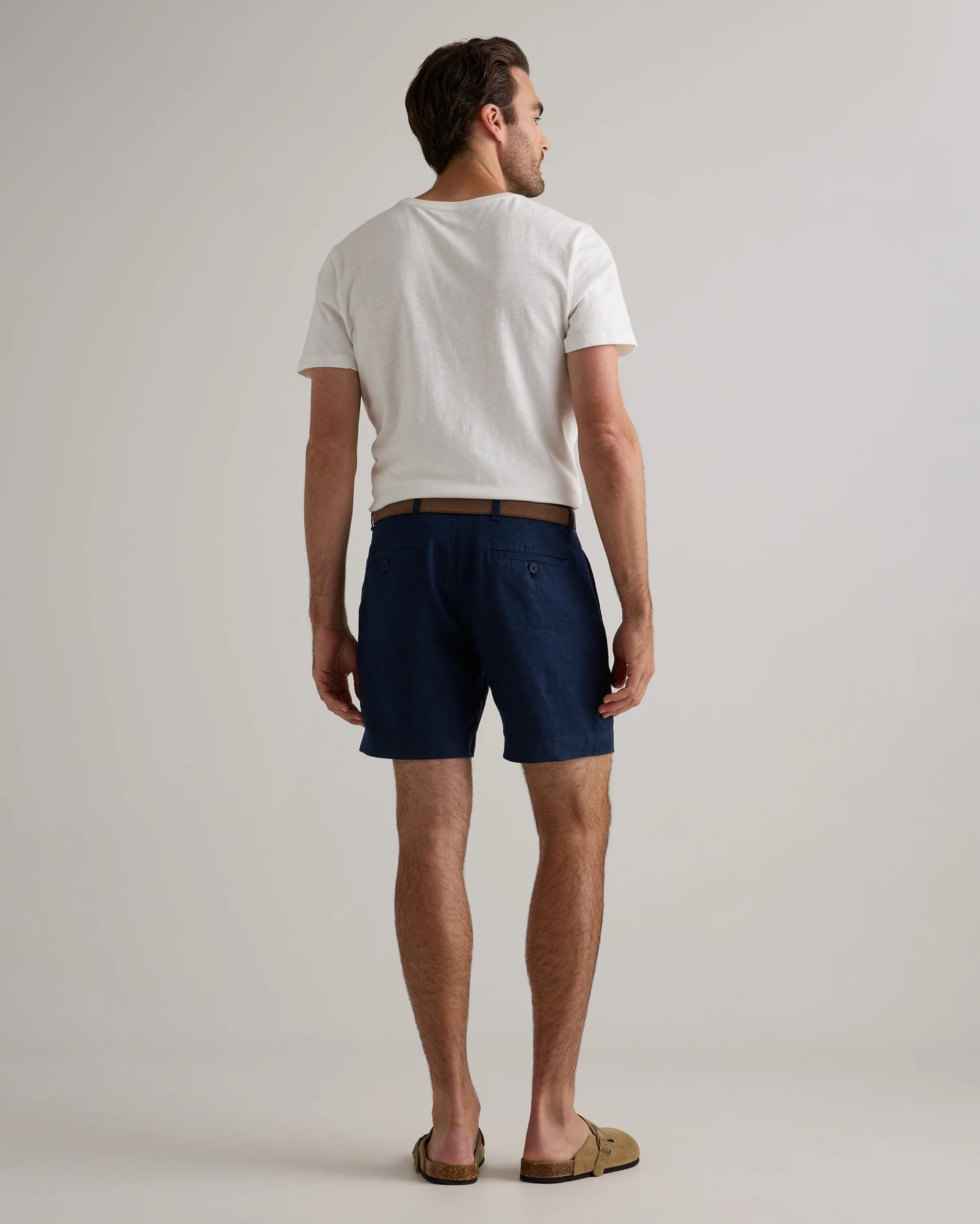 100% European Linen Trouser Shorts - 7" - S / Bayberry Olive