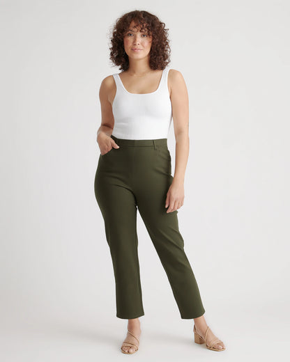 Ultra-Stretch Ponte Straight Leg 4-Pocket Pants - XS / Olive