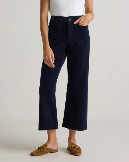Organic Stretch Corduroy Cropped Wide Leg Pants - 0 / Black