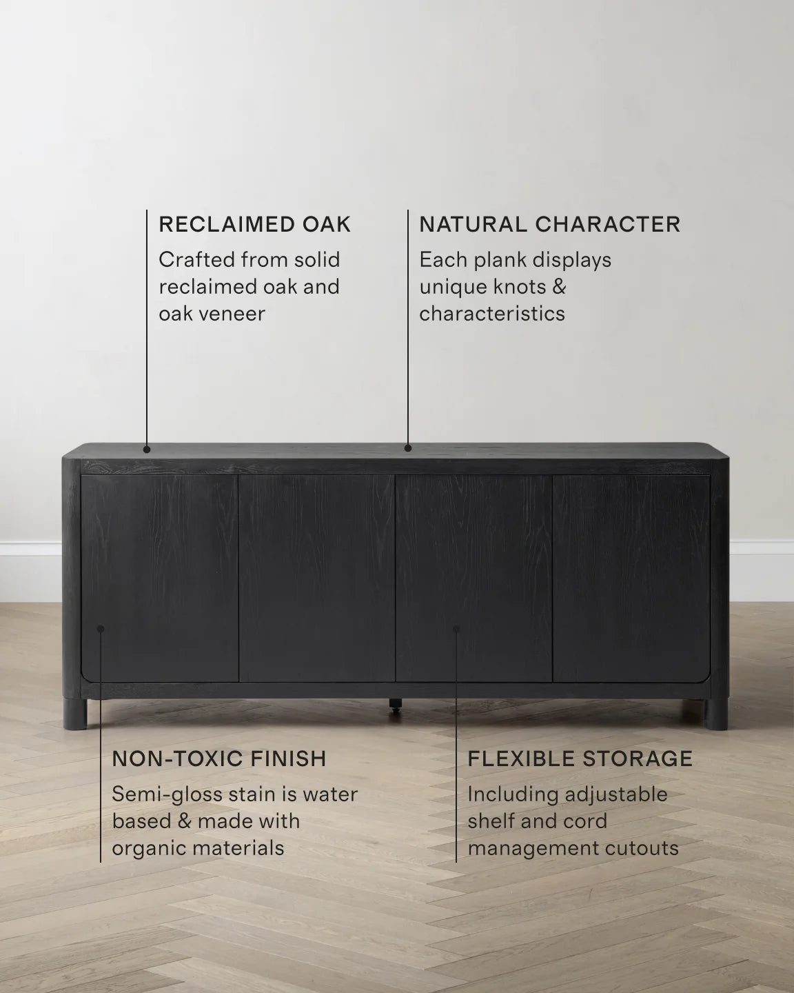Reclaimed Oak Sideboard - One Size / Cafe Brown
