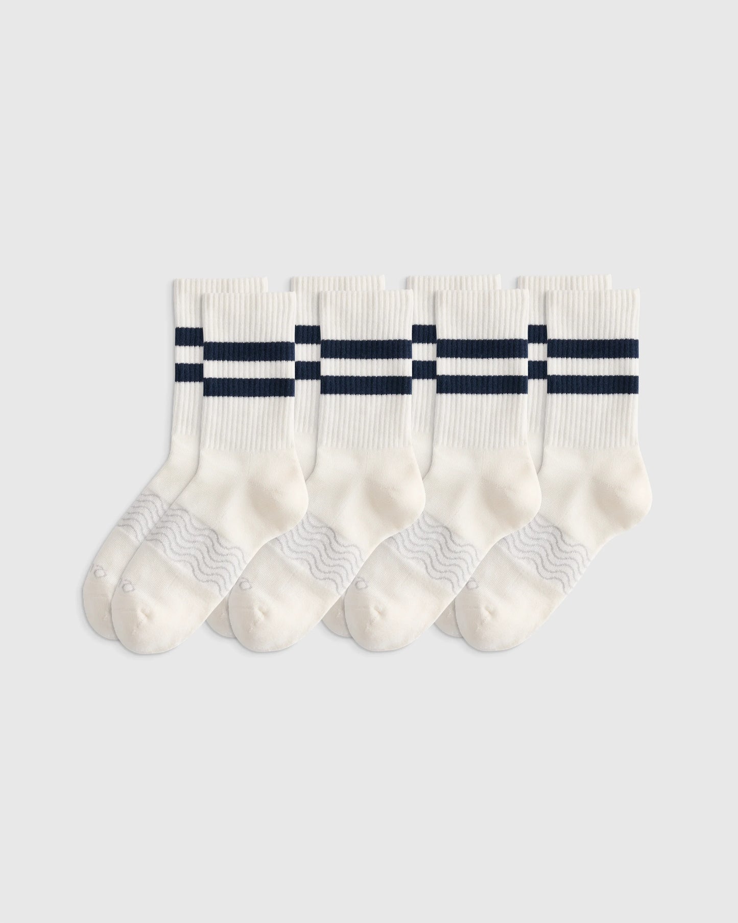 Everyday Cotton Varsity Stripes Half-Crew Sock (4-Pack) - S / Ivory/Navy Stripe