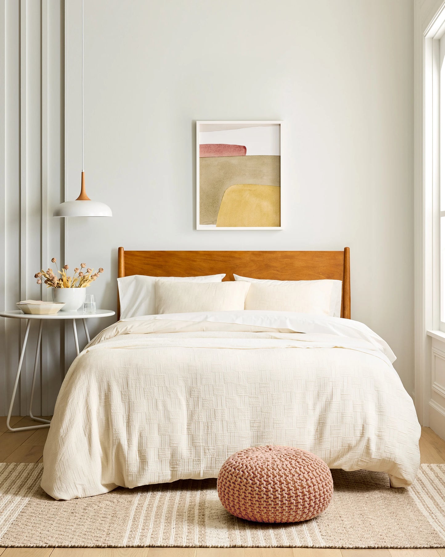 Checkered Matelasse Duvet Cover Set - Twin / Undyed
