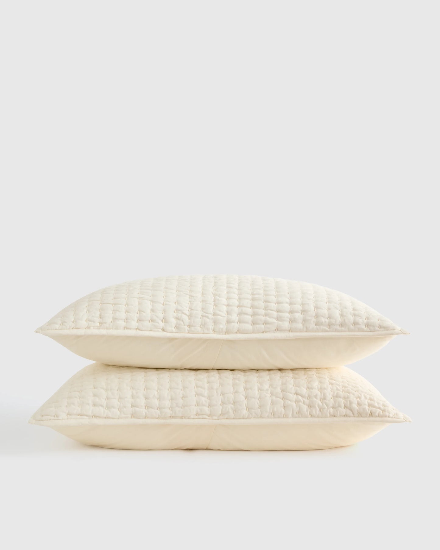European Linen Cotton Stitch Sham Set - Standard / Stone