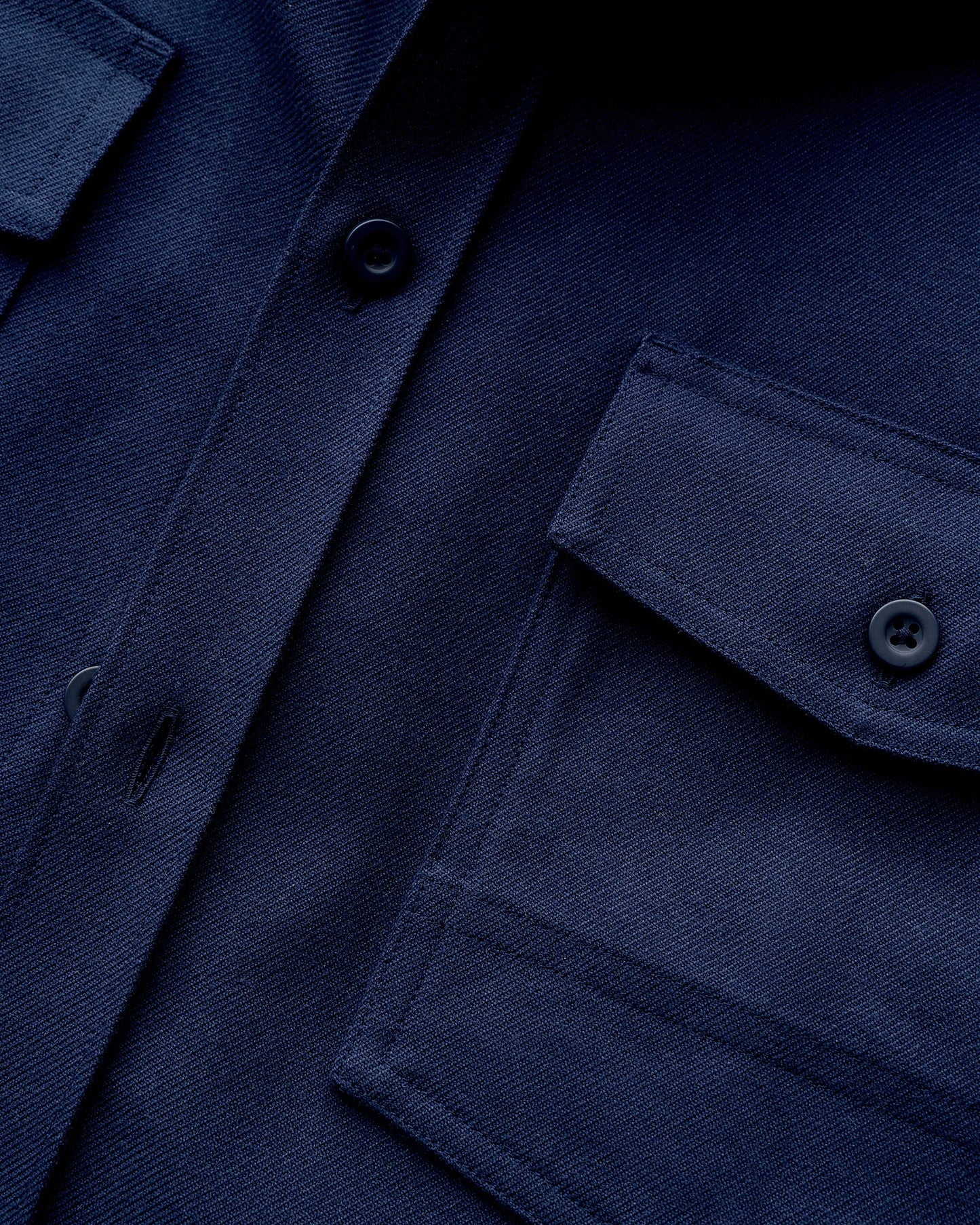 Brushed Cotton Wool Utility Overshirt - S / True Black
