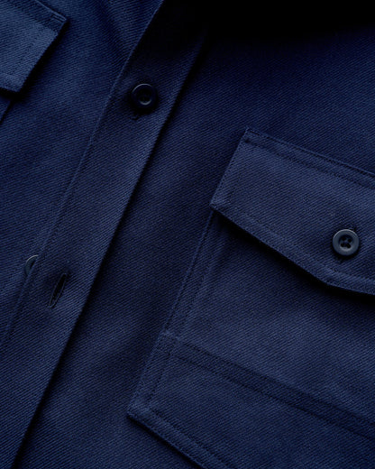 Brushed Cotton Wool Utility Overshirt - S / True Black