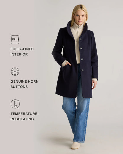 Italian Wool Cocoon Coat - XS / Black
