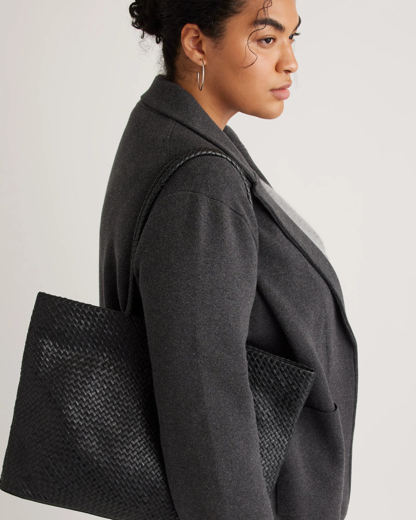 100% Organic Cotton Knit Blazer - 1X / Navy