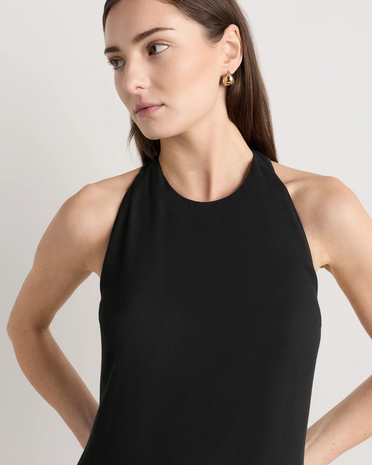 Lightweight Crepe Halter Mini Dress - XS / True Black