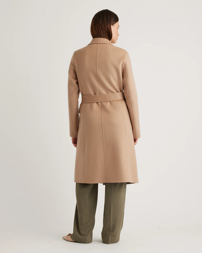 100% Mongolian Cashmere Double-Faced Wrap Coat - XS / Camel
