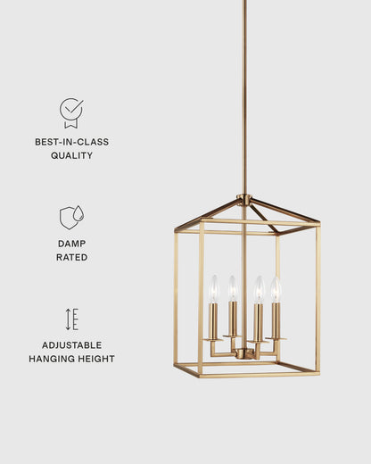 Steel Lantern Pendant Light - Small / Brass