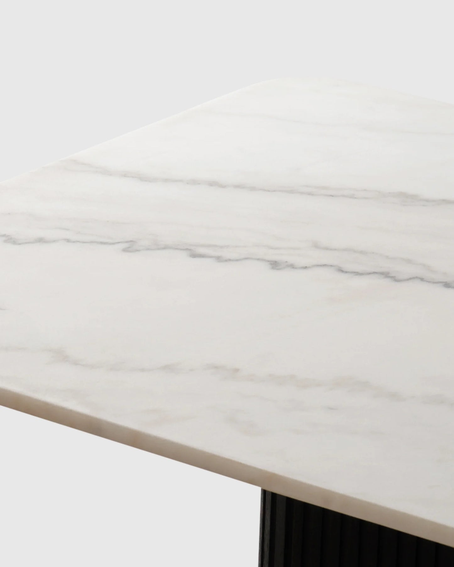 Fluted Wood and Genuine Marble Pedestal Dining Table - One Size / White/Black