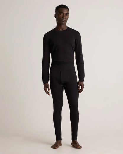 100% Merino Wool Cold Weather Base Layer Bottoms - S / Black