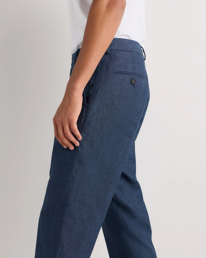 100% European Linen Tailored Dress Pants - 30X30 / Washed Navy