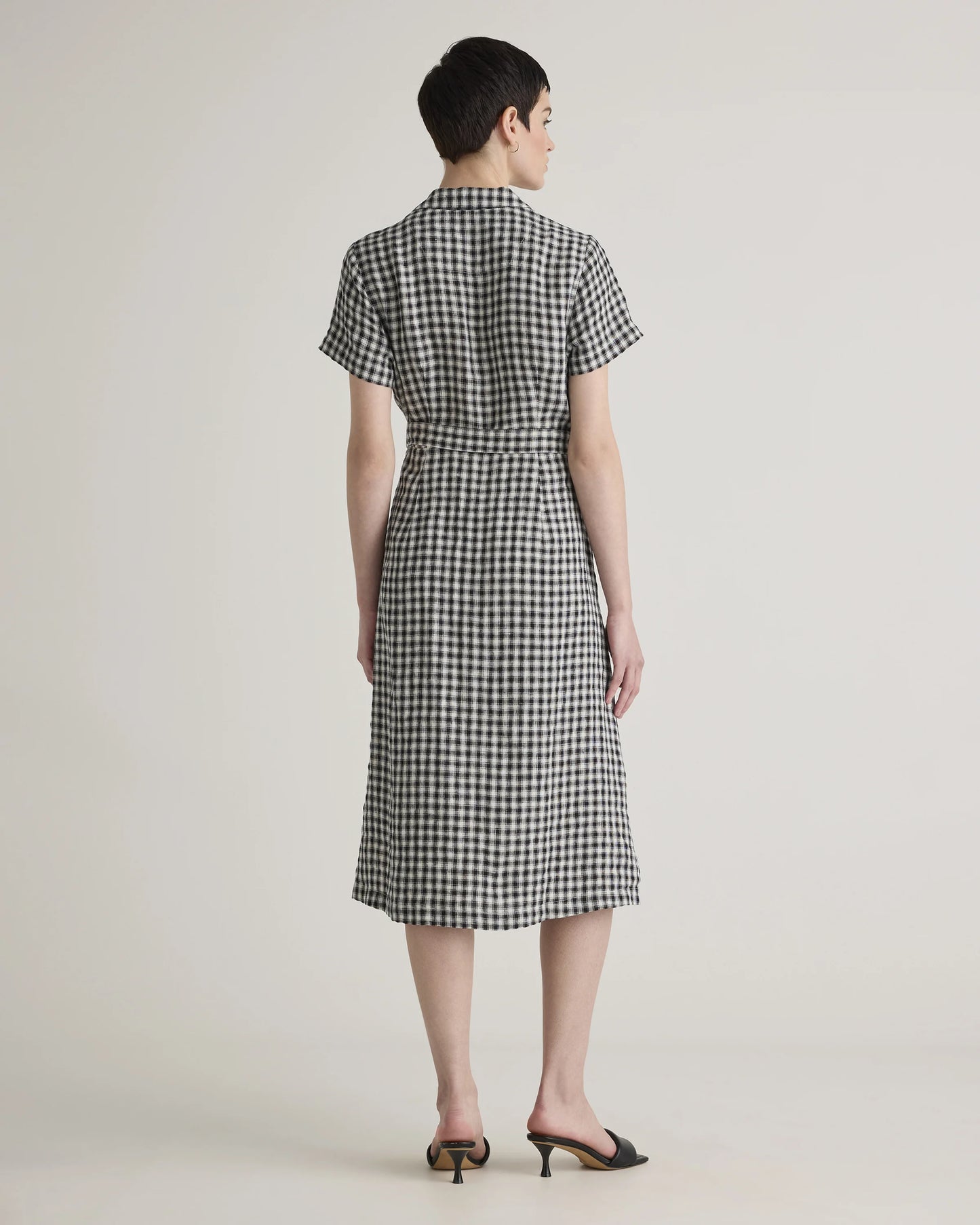100% European Linen Button Front Dress - XS / Sky Blue Mariner Stripe