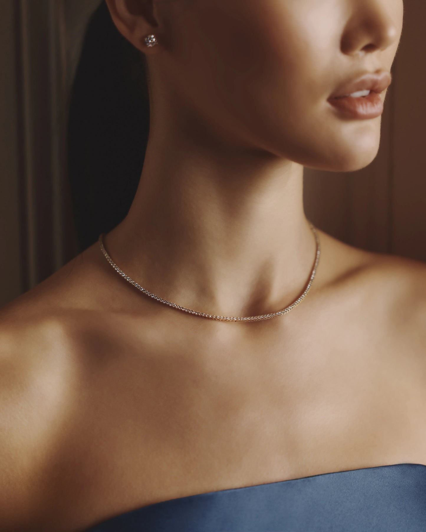 14K Gold Lab Grown Diamond Tennis Necklace - 7ctw - 16" / Yellow Gold