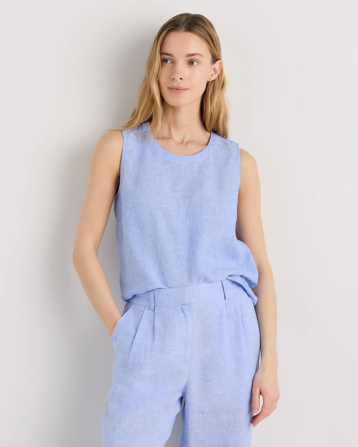 100% European Linen Tank - XS / Black