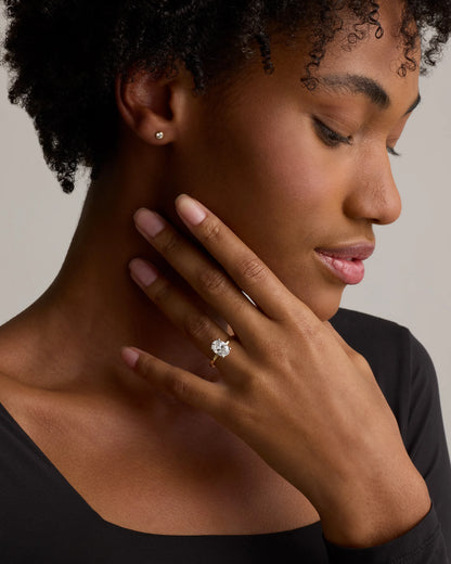 Lab Grown Diamond Oval Petite Hidden Halo Engagement Ring - 2ct - 4 / Yellow Gold