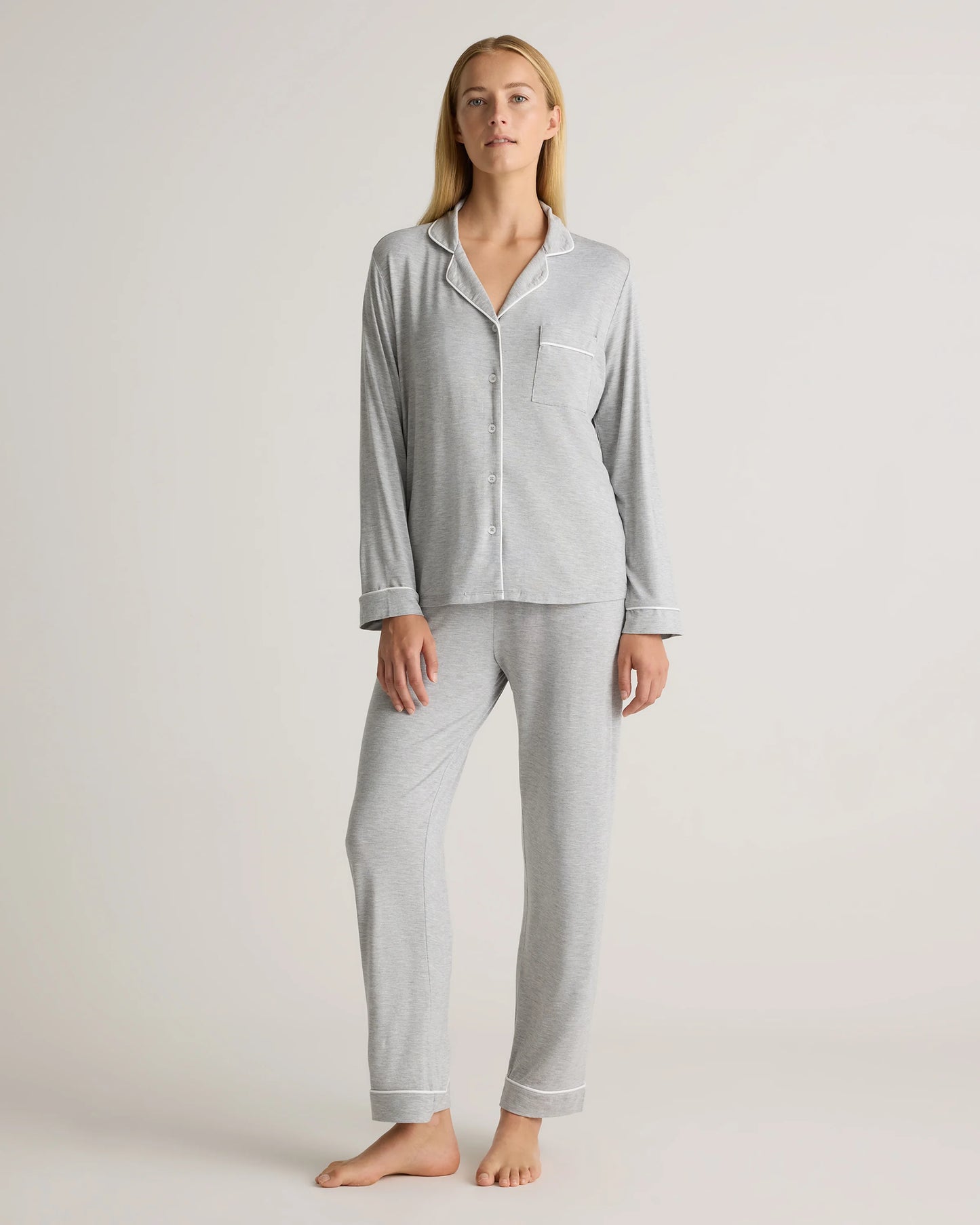 Bamboo Jersey Long Sleeve Pajama Set - XS / True Black