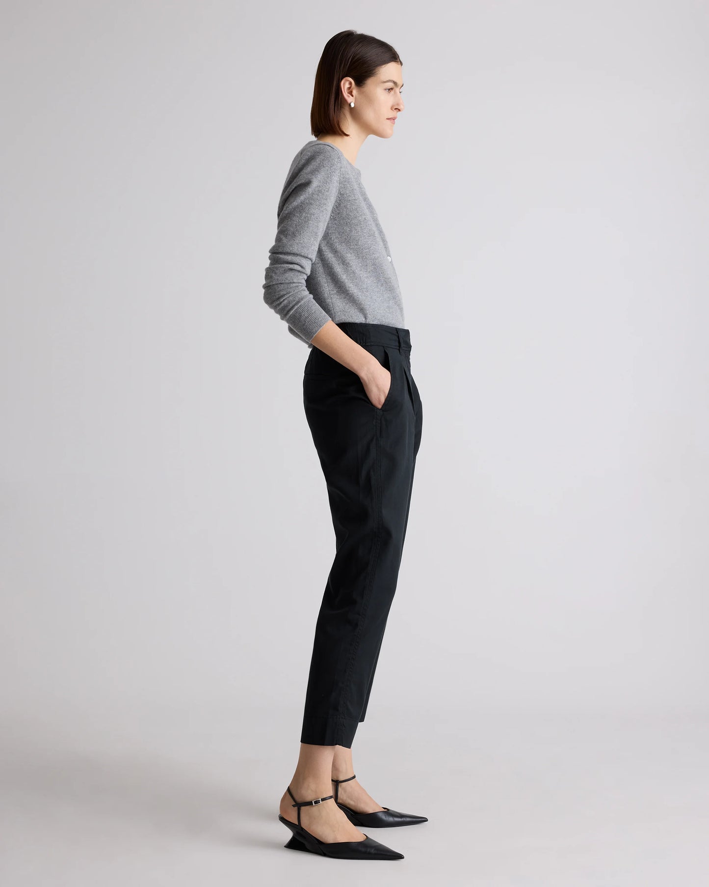 Drapey Twill Tapered Trouser - 0 / True Black