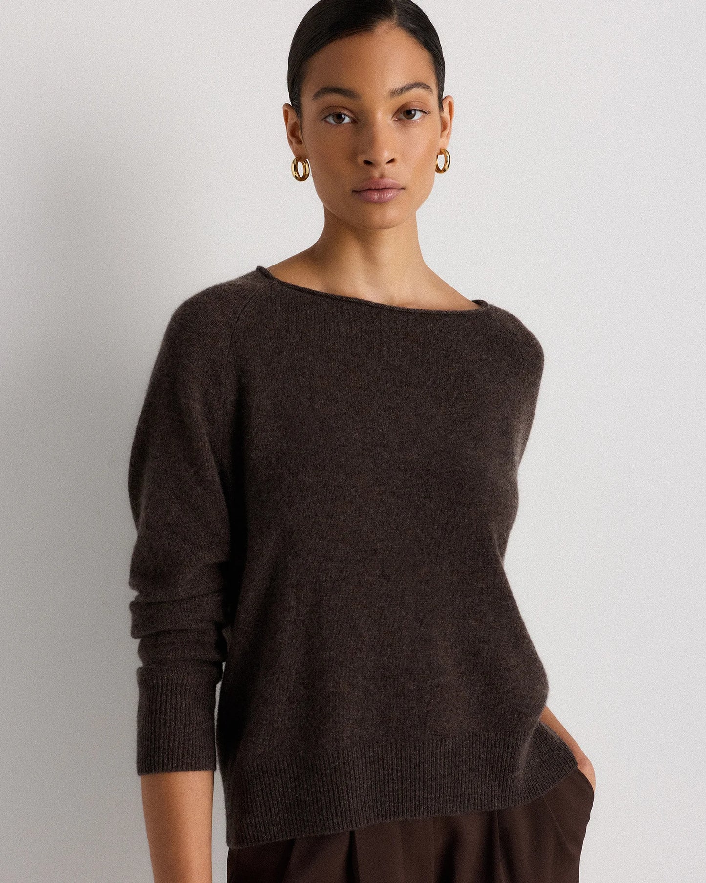 Mongolian Cashmere Boatneck Sweater - XS / Black