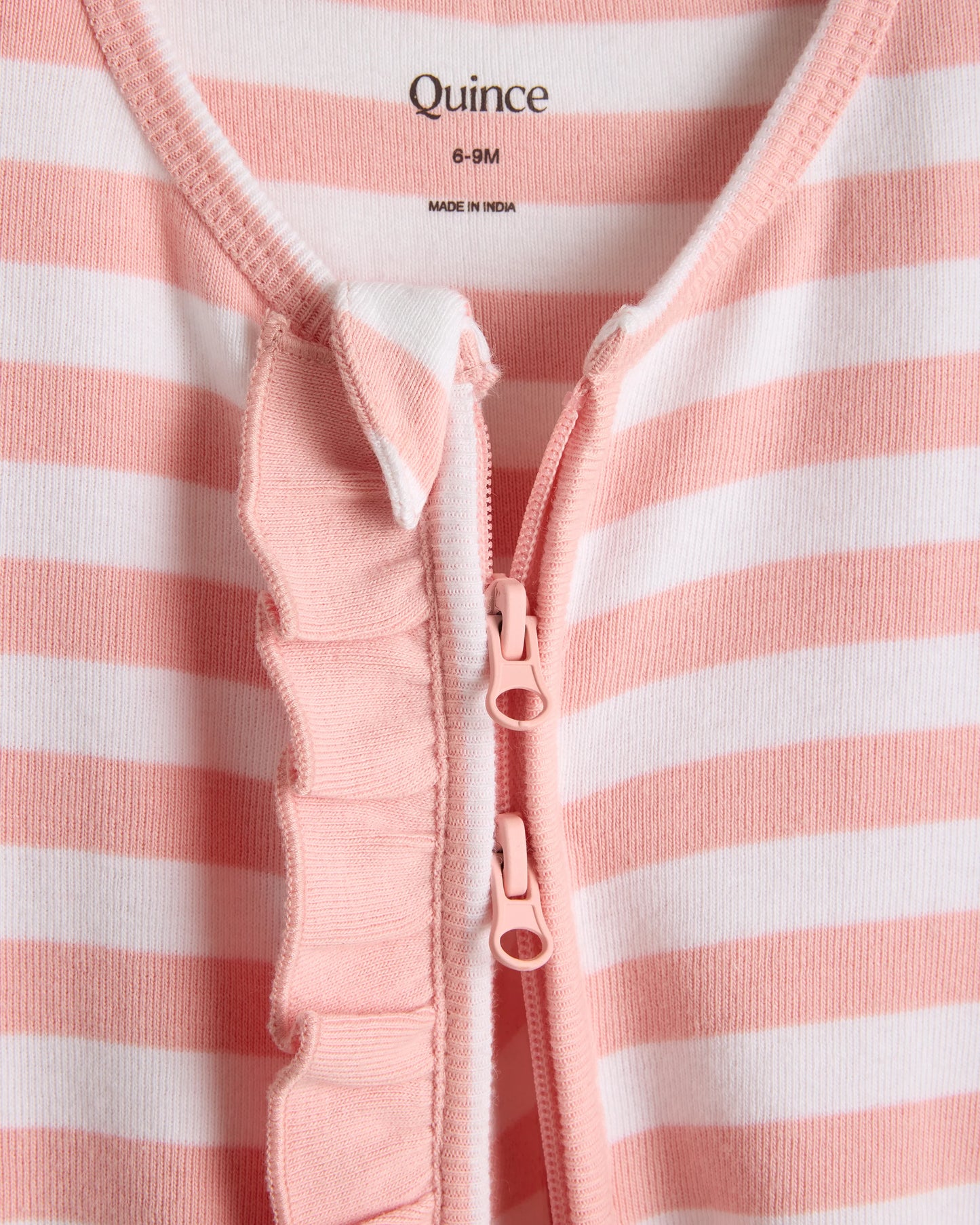 100% Organic Cotton Ruffle Footie - 0-3M / Pink Stripe