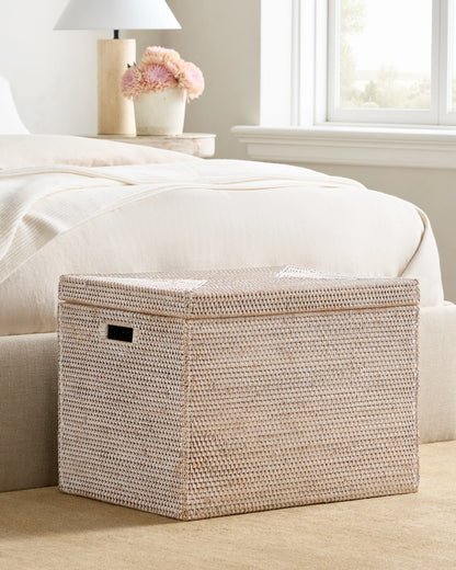 Handwoven Rattan Storage Chest - One Size / Natural