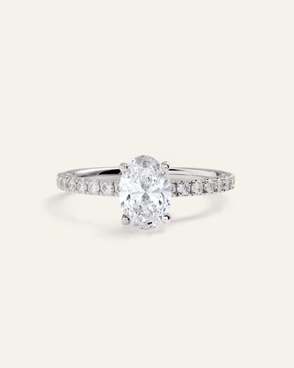 Lab Grown Diamond Oval Petite Pave Engagement Ring - 1ct - 4 / Yellow Gold
