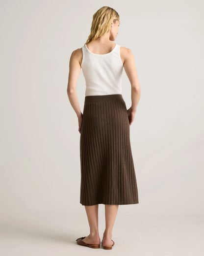 Mongolian Cashmere Midi Skirt - XS / Brown