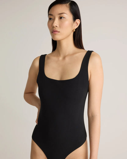 Stretch Cotton Jersey Square Neck Tank Bodysuit - XS / Cocoa